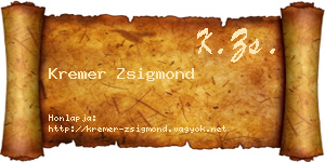 Kremer Zsigmond névjegykártya